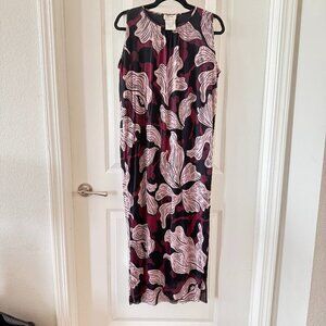 Fuzzi Sleeveless Maxi Dress Mesh Womens Multicolor Floral Orchid Print Large